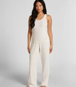 Hunkemöller Geribde singlet van geborstelde jersey white Clearance