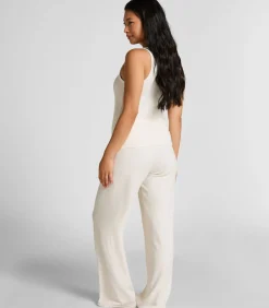 Hunkemöller Geribde singlet van geborstelde jersey white Clearance