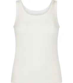 Hunkemöller Geribde singlet van geborstelde jersey white Clearance