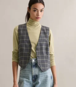 Marc O’Polo DENIM Geruit gilet regular darkGrey Outlet
