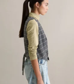 Marc O’Polo DENIM Geruit gilet regular darkGrey Outlet