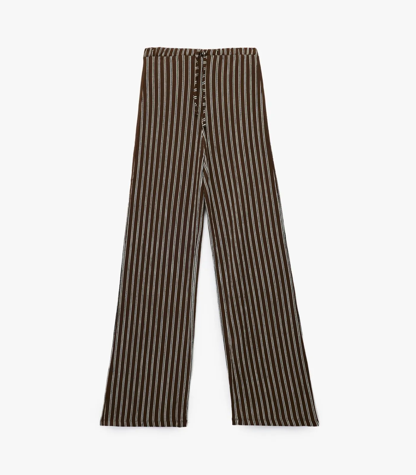Koton Gestreepte Broek Hoge Taille Ceintuur brown Discount