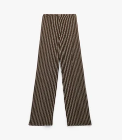Koton Gestreepte Broek Hoge Taille Ceintuur brown Discount