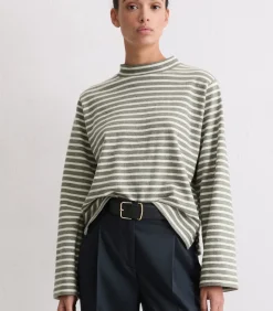 Marc O'Polo Gestreepte coltrui longsleeve regular beige Discount