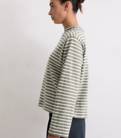 Marc O'Polo Gestreepte coltrui longsleeve regular beige Discount