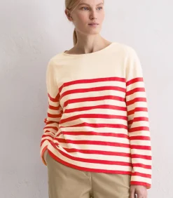 Marc O'Polo Gestreepte longsleeve relaxed red