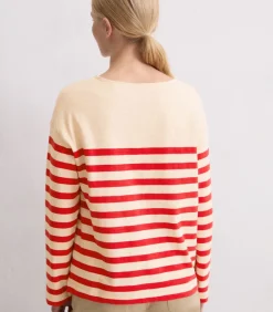 Marc O'Polo Gestreepte longsleeve relaxed red