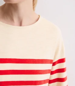 Marc O'Polo Gestreepte longsleeve relaxed red