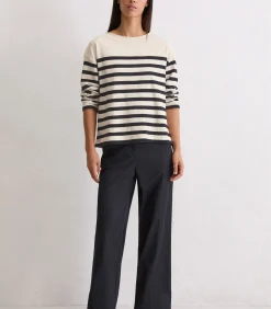 Marc O'Polo Gestreepte longsleeve relaxed blue Online