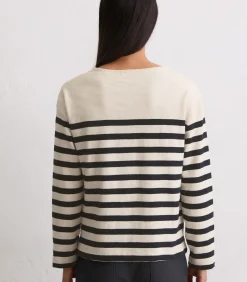 Marc O'Polo Gestreepte longsleeve relaxed blue Online