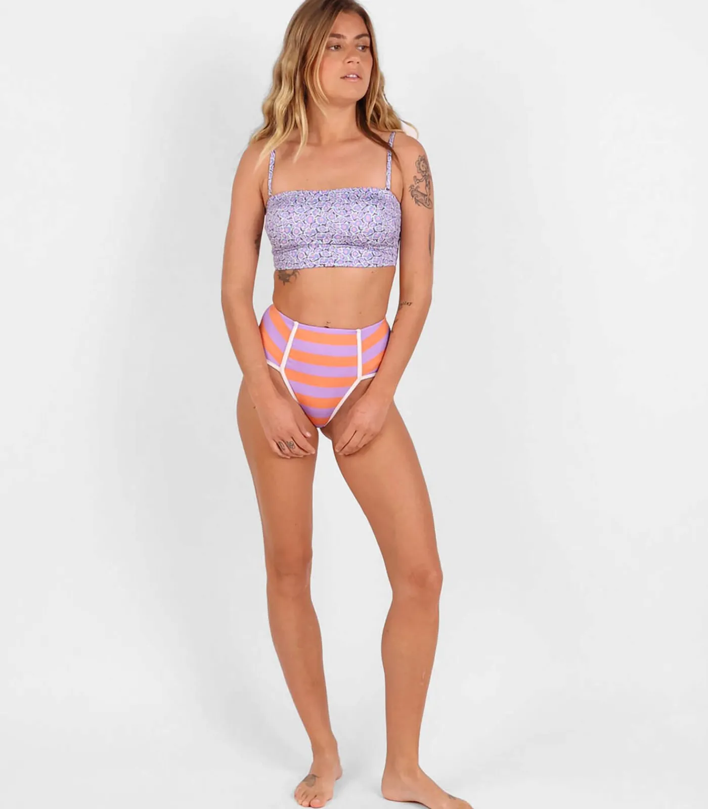 Oxbow Gestreepte surf hoge taille BERRY orange Best