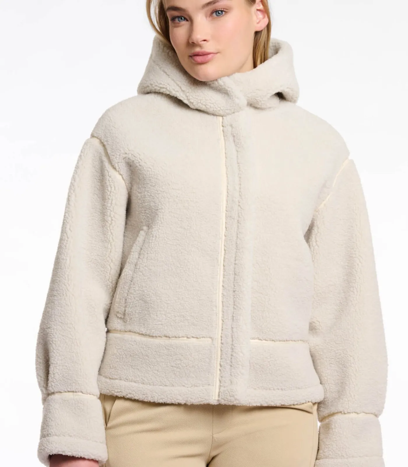 Rino&Pelle Gewatteerd faux omgekeerd lam jas Berken 40 ivory Clearance