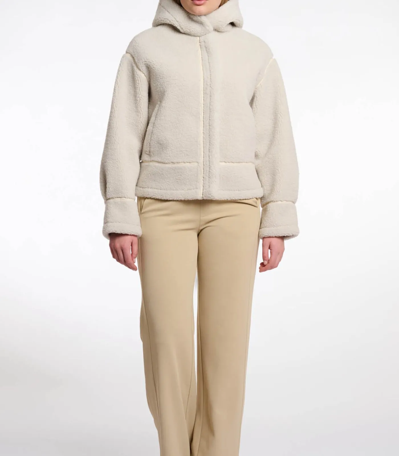 Rino&Pelle Gewatteerd faux omgekeerd lam jas Berken 40 ivory Clearance