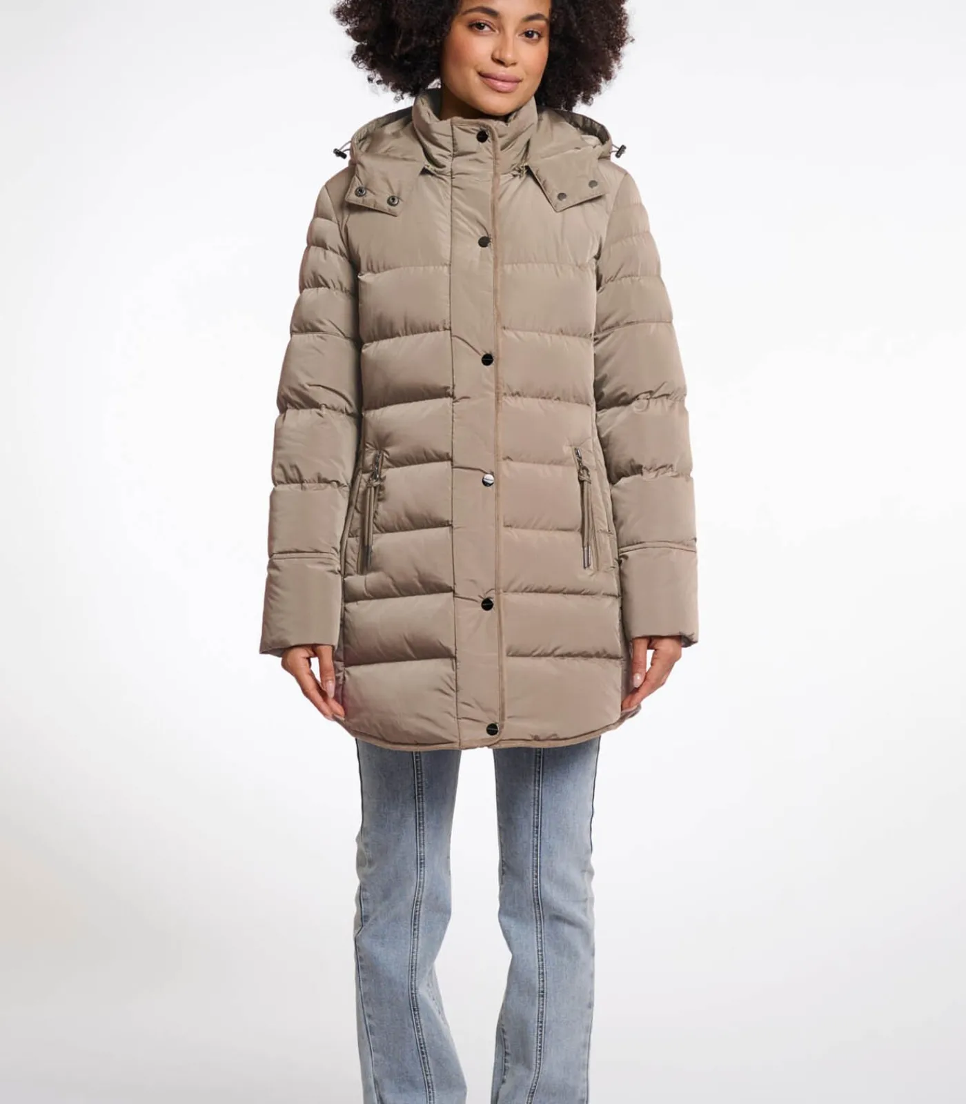 Rino&Pelle Gewatteerde jas met afneembare capuchon Toffee 38 brown Discount