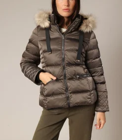 Deeluxe GINNIE - Donsjack met imitatiebontafwerking en gewatteerde afwerkingen taupe Outlet