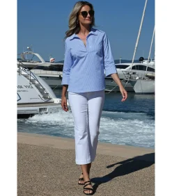 BLEU D'AZUR GIULIA - WITTE DENIM 7/8 JEANS white New