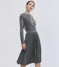 Smart & Joy Glinsterende rok met zonneplekken silver New