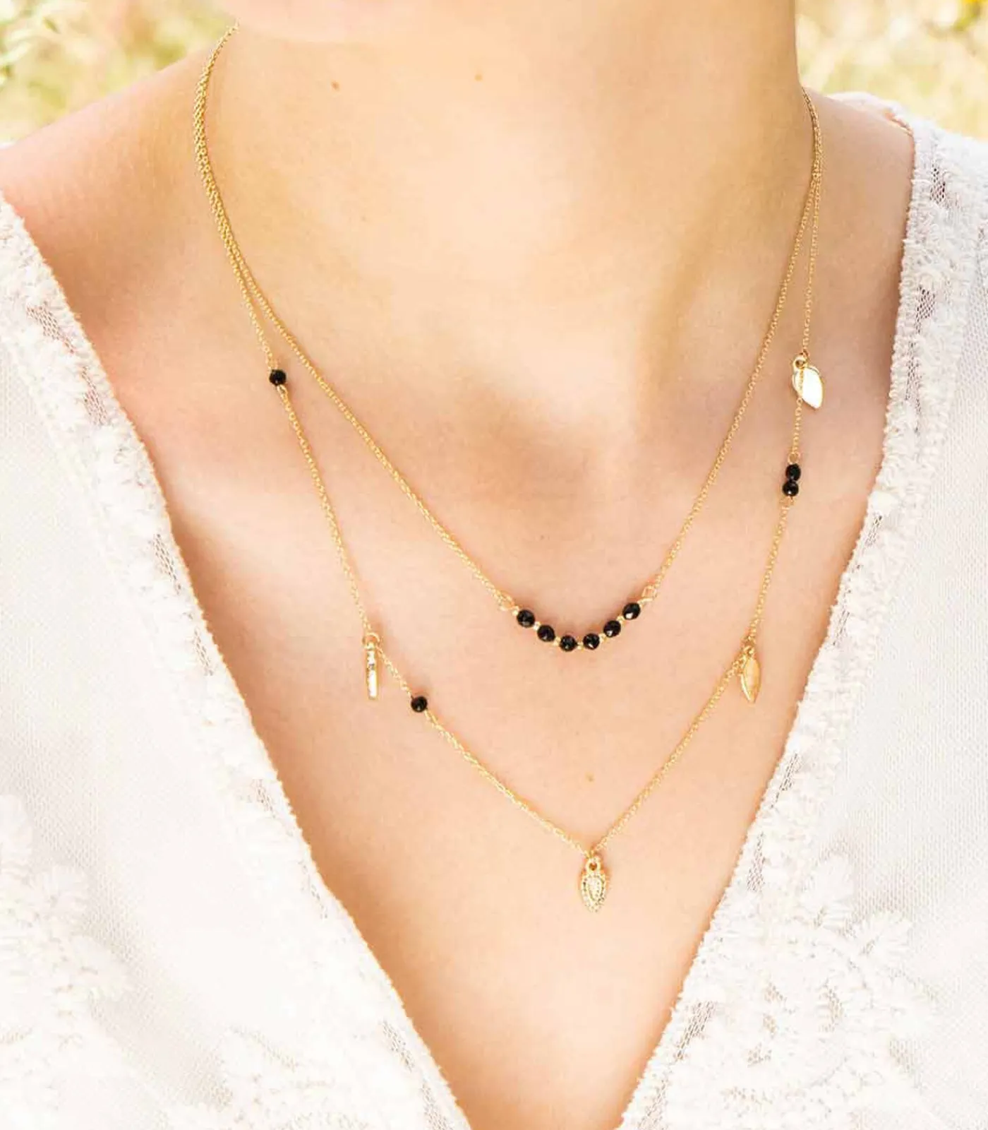 MES BIJOUX Goud en obsidiaan ketting Best
