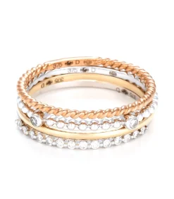 MES BIJOUX Gouden driekleur en diamanten ring multicolor