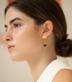 Joidart Gouden en zwarte oorbellen Miró Jewelry gold New