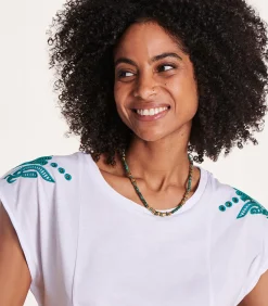 La Fée Maraboutée Gouden halsketting met groene parels blue Discount