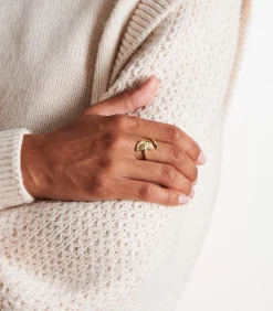 La Fée Maraboutée Gouden ring met ginkobloem whiteGold Discount