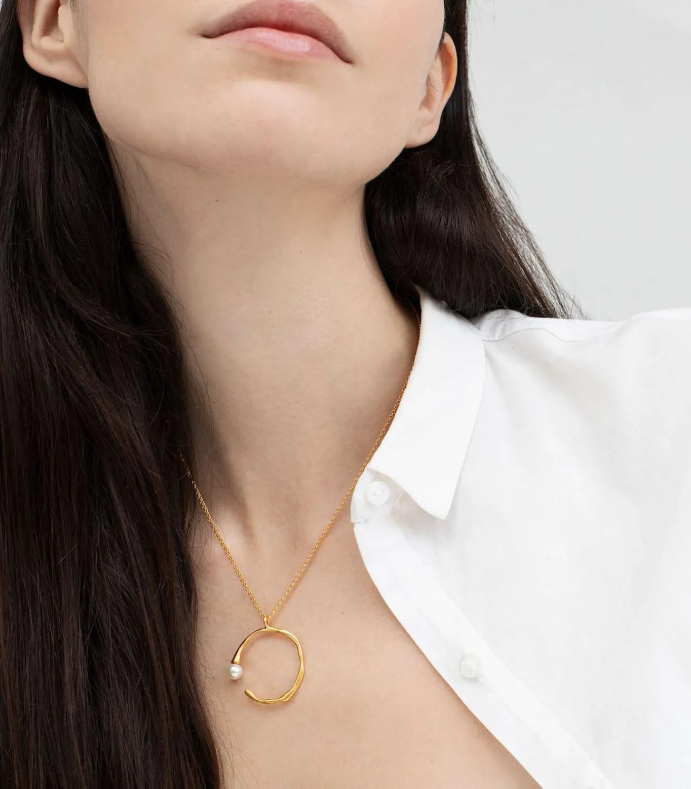 Joidart Gouden ronde ketting Eclat met witte parel Best