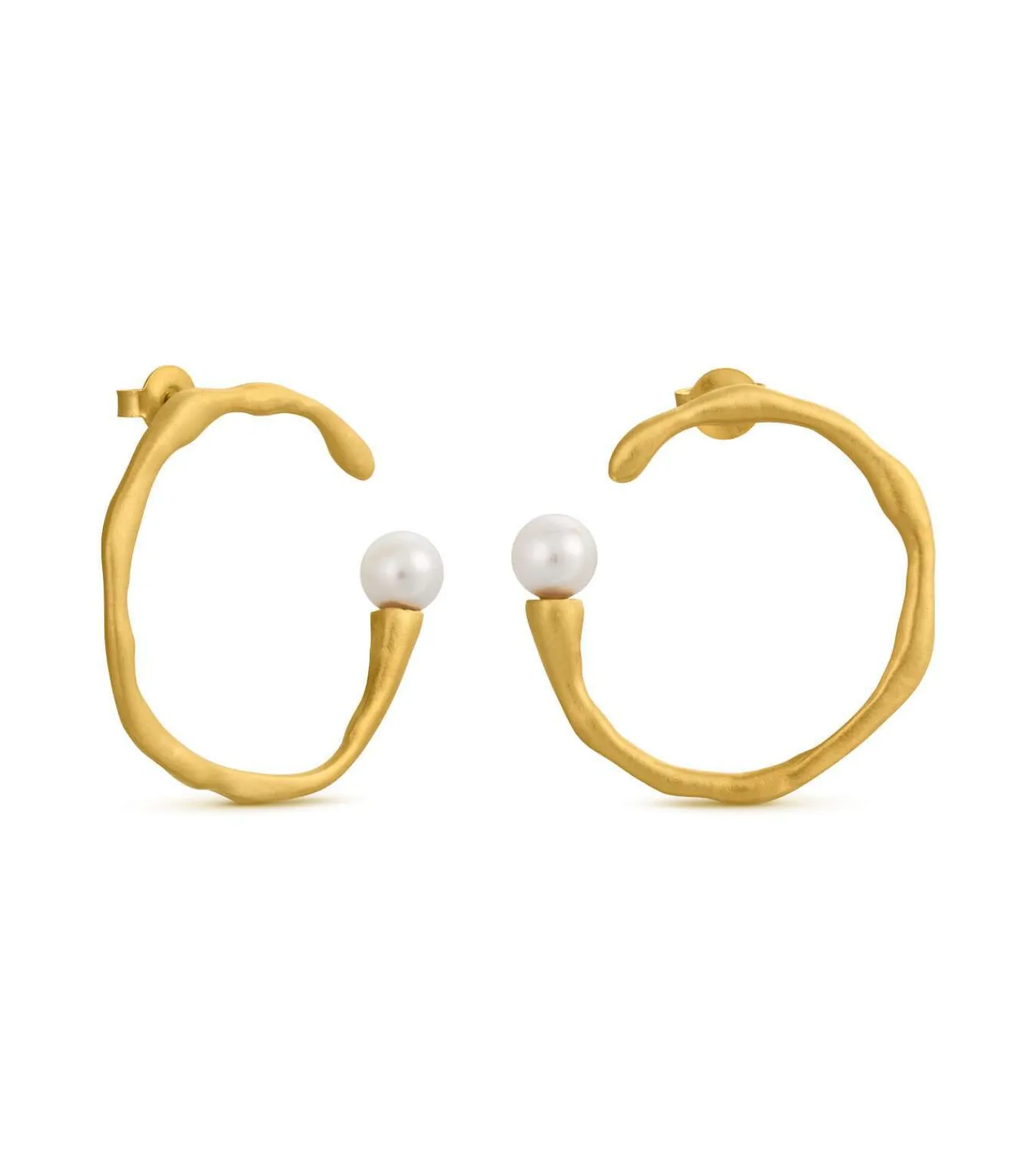 Joidart Gouden ronde oorbellen Eclat met witte parel gold Hot