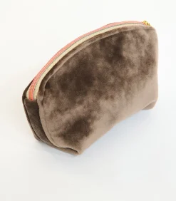 Banana Moon GRAPHITE LEYLAK Bruine fluwelen pouch beige Outlet