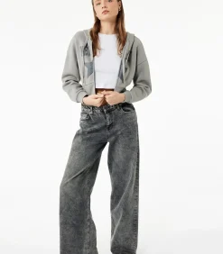 Koton Grijs Crop Sweatshirt Kap Hoody Lang gray Outlet