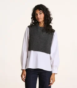 La Fée Maraboutée Grijze gebreide plastron met rits gray Sale