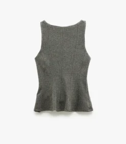Koton Grijze Mouwloze Peplum Top Slanke Pasvorm gray Online