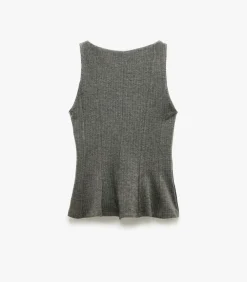 Koton Grijze Mouwloze Peplum Top Slanke Pasvorm gray Online