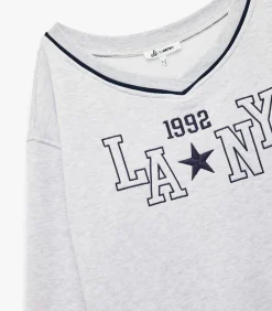 Koton Grijze Oversized Sweatshirt V-hals Lange Mouwen lightGrey Best