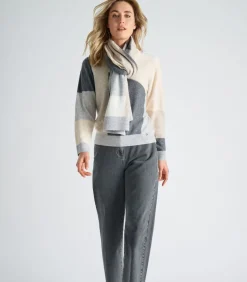 Marie Méro Grijze pull ronde hals met color blocking darkGrey