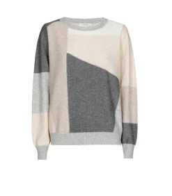 Marie Méro Grijze pull ronde hals met color blocking darkGrey