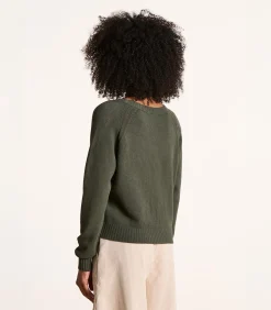 La Fée Maraboutée Groen fijn gebreid vest met V-hals khaki Discount