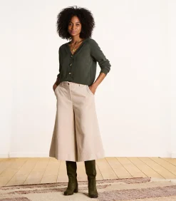 La Fée Maraboutée Groen fijn gebreid vest met V-hals khaki Discount
