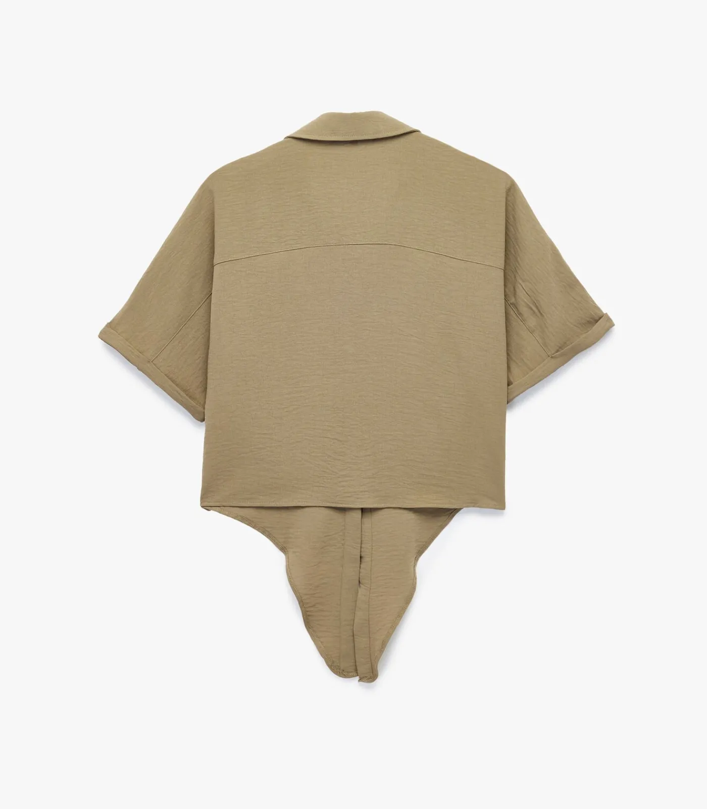 Koton Groene Korte Mouwen Blouse met Binddetail khaki Clearance