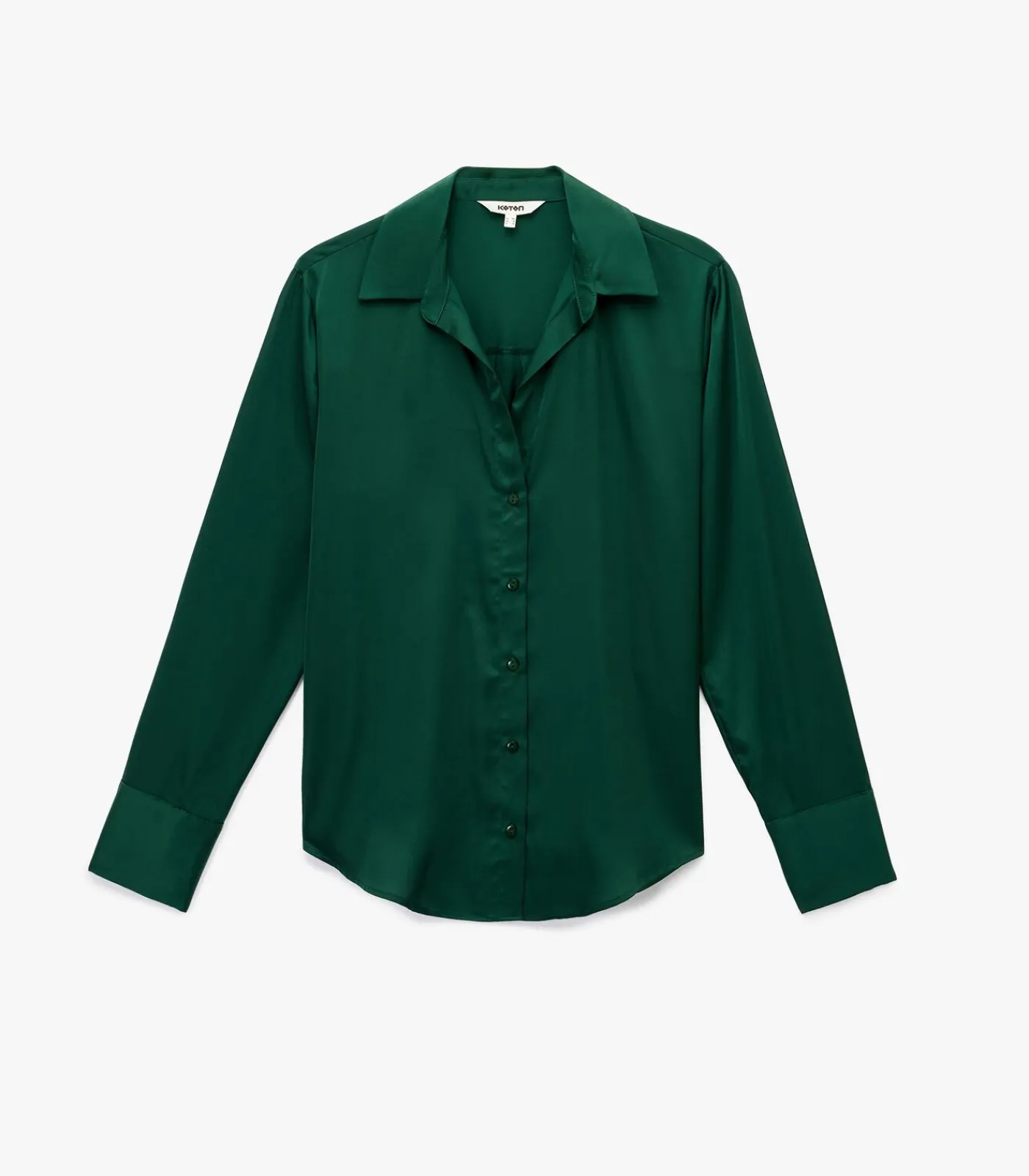 Koton Groene Satijnen Blouse Met Lange Mouwen green Outlet