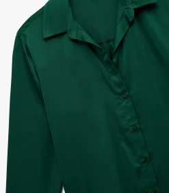 Koton Groene Satijnen Blouse Met Lange Mouwen green Outlet