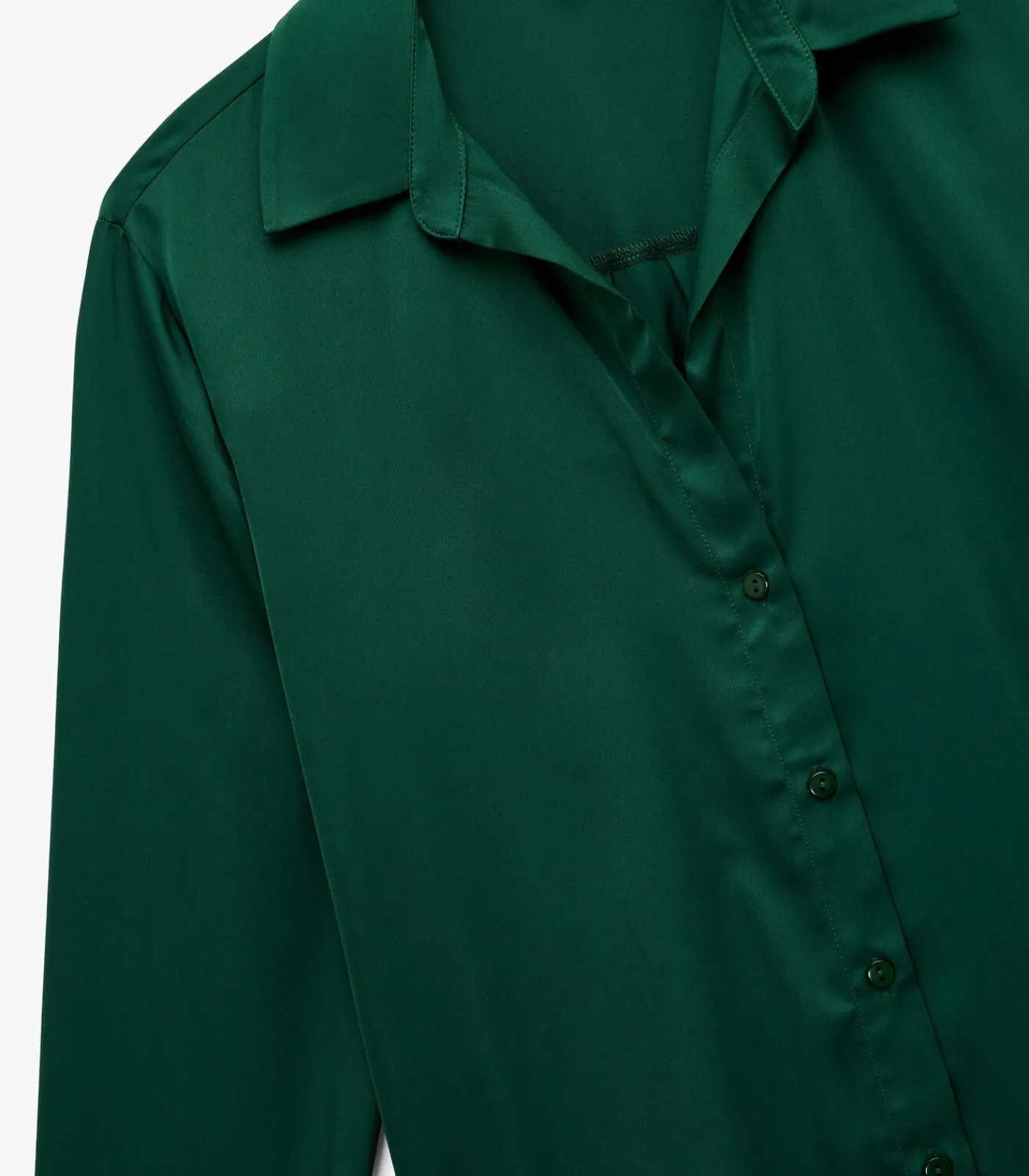 Koton Groene Satijnen Blouse Met Lange Mouwen green Outlet