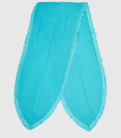La Fiancée Grote biologische katoenen gaasstola OYA turquoise Sale