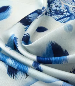 V1969 Grote zijden sjaal Blauw Tijger blue Outlet