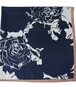 Alberto Cabale Grote zijden sjaal Rose Zoé navyBlue Hot
