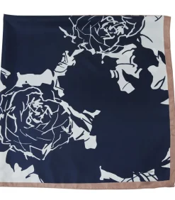 Alberto Cabale Grote zijden sjaal Rose Zoé navyBlue Hot