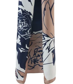 Alberto Cabale Grote zijden sjaal Rose Zoé navyBlue Hot