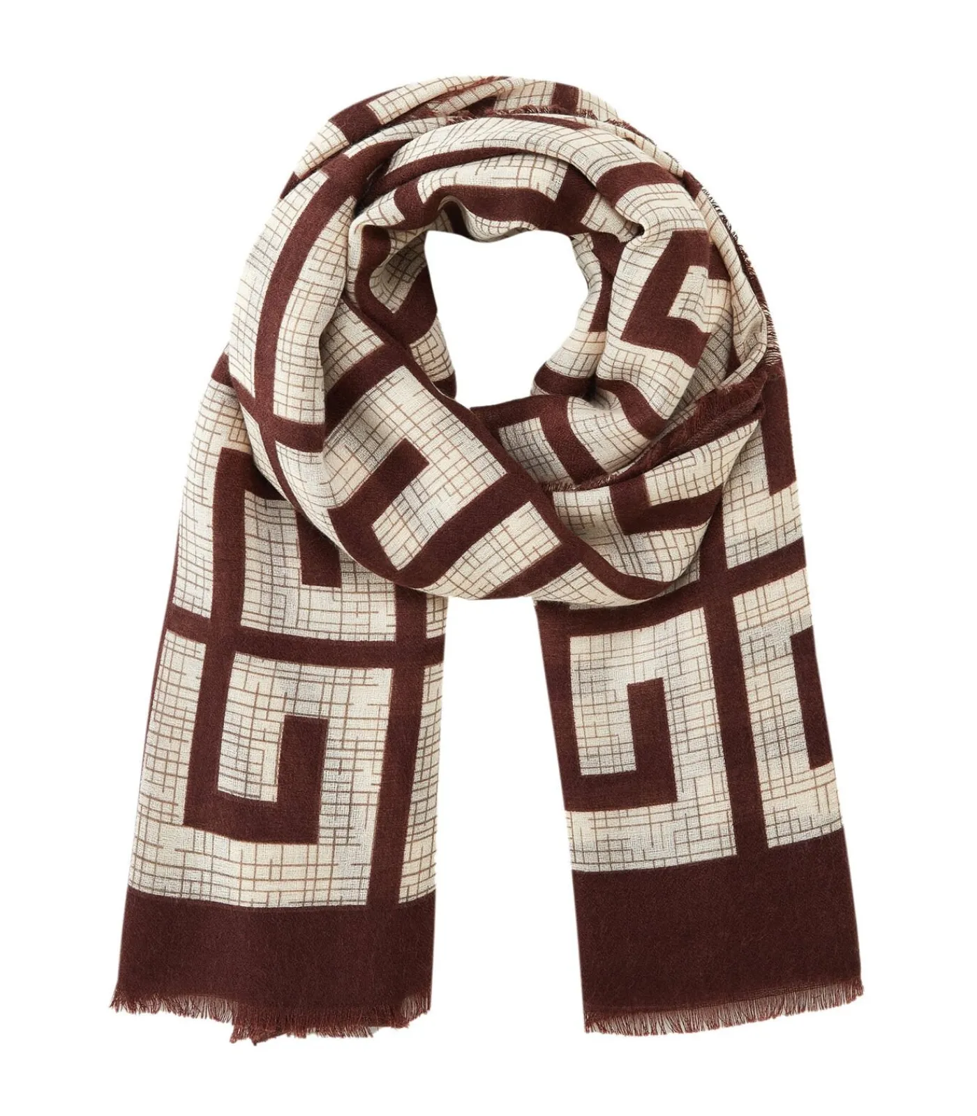 V1969 Grote zwarte sjaal brown Sale