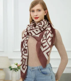 V1969 Grote zwarte sjaal brown Sale