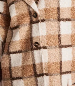 La Fée Maraboutée Halflange beige bouclé mantel met ruitpatroon lightGrey Online